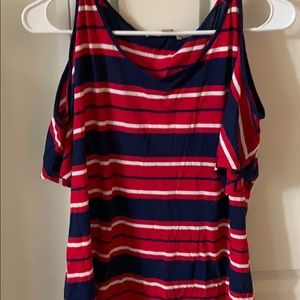 Michael Kors Cold Shoulder Striped Shirt
